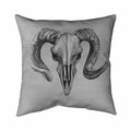 Fondo 20 x 20 in. Greyscale Aries Skull-Double Sided Print Indoor Pillow FO2791488